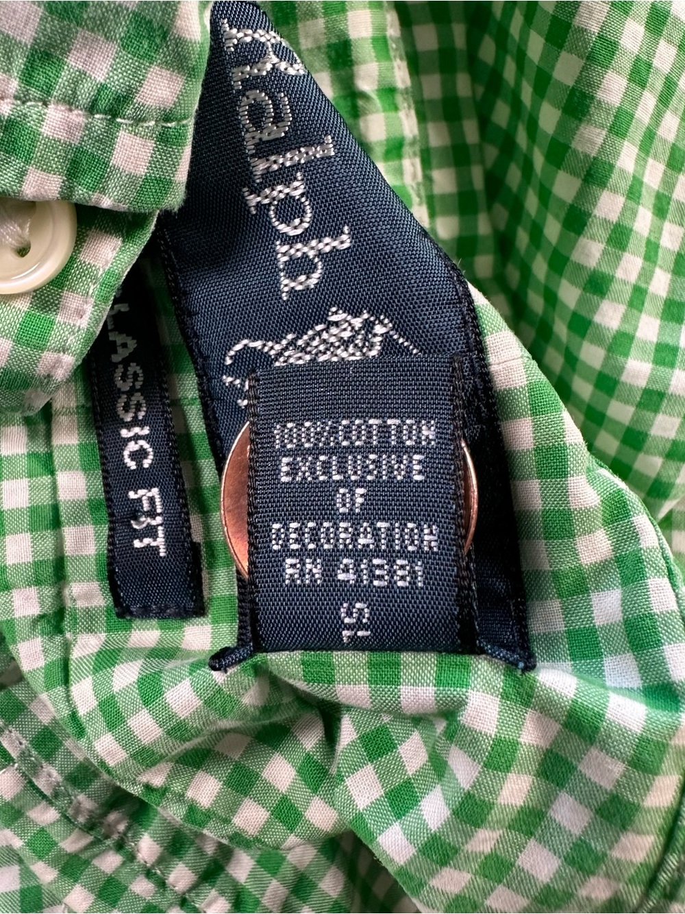 Ralph Lauren Classic Fit Shirt Mens L Green Gingham Check Button Down Cotton - Picture 11 of 12